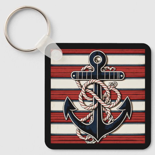 Aangepaste naam Nautical Anchor Sleutelhanger (Voorkant)