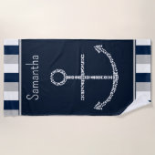 Aangepaste naam Nautical Anchor Strandlaken (Voorkant)