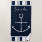 Aangepaste naam Nautical Anchor Strandlaken (Voorkant)