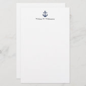 Aangepaste naam Nautical Blue Boat Anchor Briefpapier (Voorkant / Achterkant)