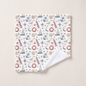 Aangepaste naam Nautical Ocean Sailboat Bad Handdoek (Wasdoekje)