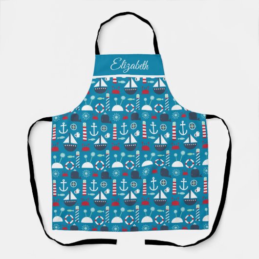 Aangepaste naam Nautische Symbolen Chef's Schort (Voorkant)