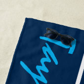 Aangepaste naam Navy Blue, Blue en White Striped Strandlaken (In situ)