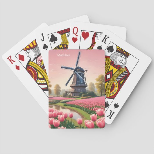 Aangepaste Naam Nederland Windmolens Pokerkaarten (Achterkant)