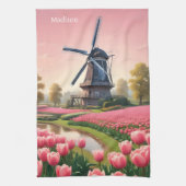 Aangepaste Naam Nederland Windmolens Theedoek (Verticaal)