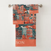 Aangepaste naam Nederlandse huizen Patroon Bad Handdoek (Insitu)