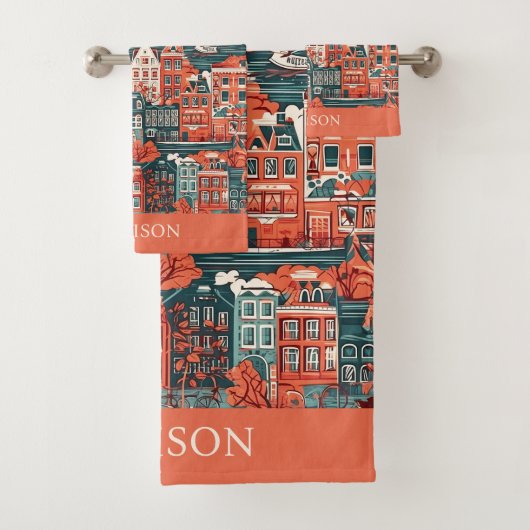 Aangepaste naam Nederlandse huizen Patroon Bad Handdoek (Insitu)