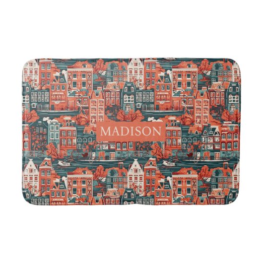 Aangepaste naam Nederlandse huizen Patroon Badmat (Voorkant)