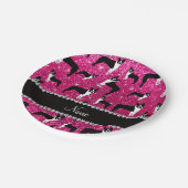 Aangepaste naam neon hot-roze glitter boston shist papieren bordje (Gekanteld)