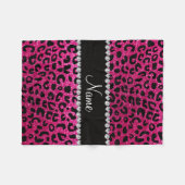 Aangepaste naam neon hot roze glitter cheetah prin fleece deken (Voorkant (Horizontaal))