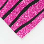 Aangepaste naam neon hot roze glitter zebra diaman fleece deken (Hoek)