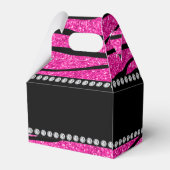 Aangepaste naam neon hot roze glitter zebra strepe bedankdoosjes (Achterkant)