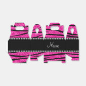 Aangepaste naam neon hot roze glitter zebra strepe bedankdoosjes (Uitgevouwen)
