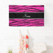 Aangepaste naam neon hot roze glitter zebra strepe spandoek (Insitu)