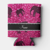 Aangepaste naam neon hot-roze glitterolifanten blikjeskoeler (Voorkant)