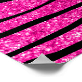 Aangepaste naam neon hot-roze zebrastrepen leopard poster (Hoek)