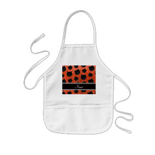 Aangepaste naam neon oranje glitter zwarte katteng kinder schort