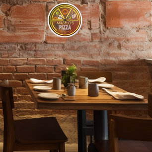 Aangepaste naam Neon Pizzeria Restaurant Wandklok