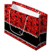 Aangepaste naam neon red glitter cheerlead groot cadeauzakje (Voorkant Gekanteld)
