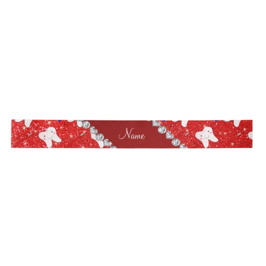 Aangepaste naam neon red glitter penselen and toot lint (Voorkant)