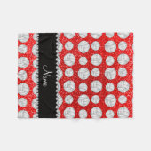 Aangepaste naam neon red glitter volleyballen fleece deken (Voorkant (Horizontaal))
