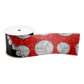 Aangepaste naam neon red glitter volleyballen lint (Spoel)