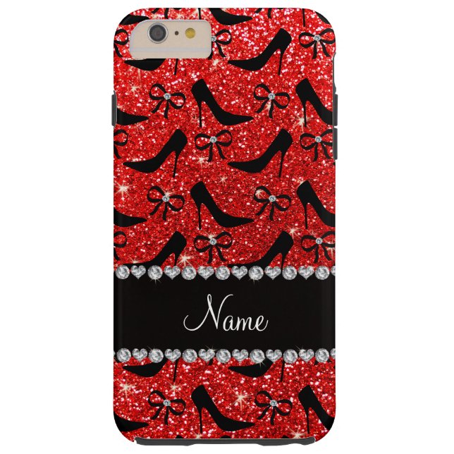 Aangepaste naam neon red glitter zwarte hekken boo Case-Mate iPhone case (Achterkant)
