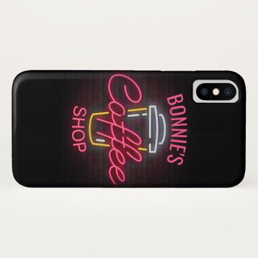 Aangepaste naam neonstijl Koffie kopen Aangepast Case-Mate iPhone Case (Achterkant (horizontaal))