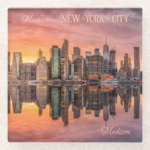 Aangepaste naam New York City Skyline Glazen Onderzetter