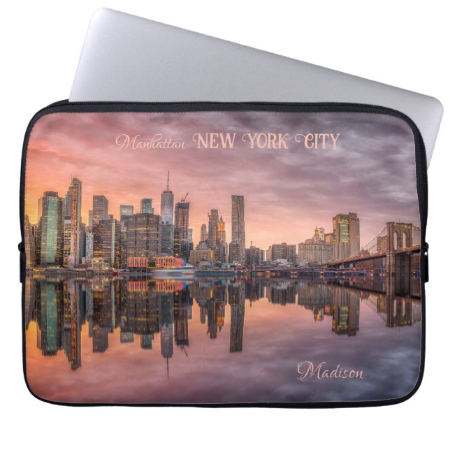 Aangepaste naam New York City Skyline Laptop Sleeve (Voorkant)