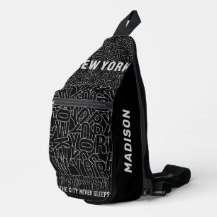 Aangepaste naam New York Typografie Sling Bag