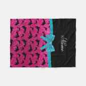 Aangepaste naam non hot roze glitter dolphins bow fleece deken (Voorkant (Horizontaal))