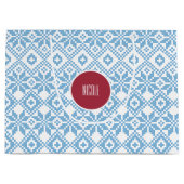 Aangepaste naam Nordic Snowflake Pattern Large Cadeautasje (Voorkant)