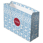 Aangepaste naam Nordic Snowflake Pattern Large Cadeautasje (Achterkant Gekanteld)