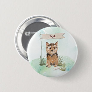Aangepaste naam Norfolk Terrier Pet Dog Ronde Button 5,7 Cm