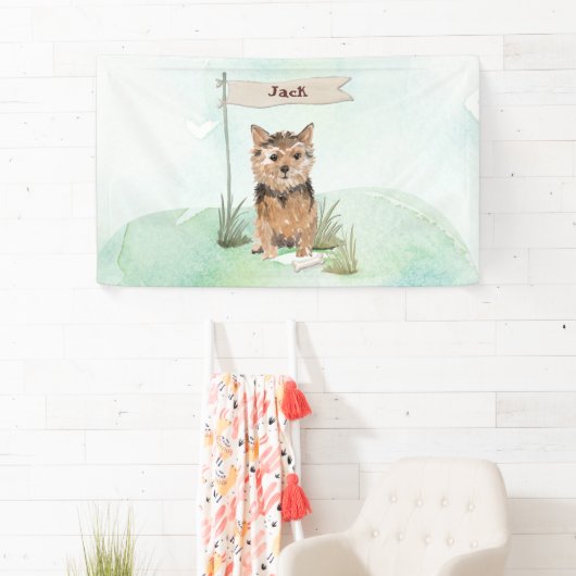 Aangepaste naam Norfolk Terrier Pet Dog Spandoek (Insitu)