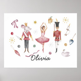 Aangepaste naam Notenkraker Ballet Ballerina Kerst Poster
