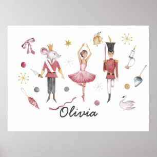 Aangepaste naam Notenkraker Ballet Ballerina Kerst Poster