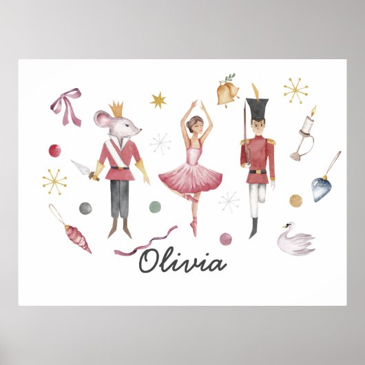 Aangepaste naam Notenkraker Ballet Ballerina Kerst Poster (Voorkant)