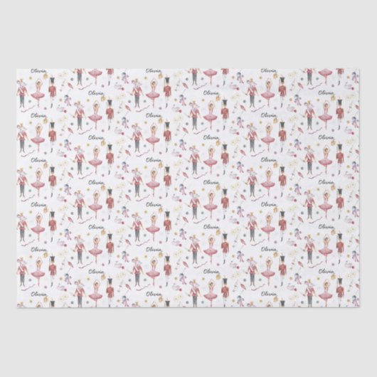 Aangepaste naam Notenkraker Ballet Ballerina Kerst Tissuepapier (Voorkant)