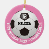 Aangepaste naam nummer bericht voetbal keramisch ornament (Voorkant)