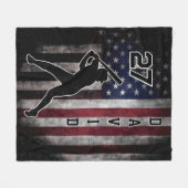 Aangepaste Naam & Nummer Honkbal USA Vlag Bedrukt  Fleece Deken (Voorkant (Horizontaal))