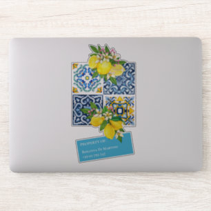 Aangepaste naam nummer Siciliaanse tegels citroene Sticker