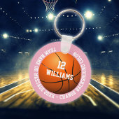 Aangepaste naam nummer team basketbal roze sleutelhanger
