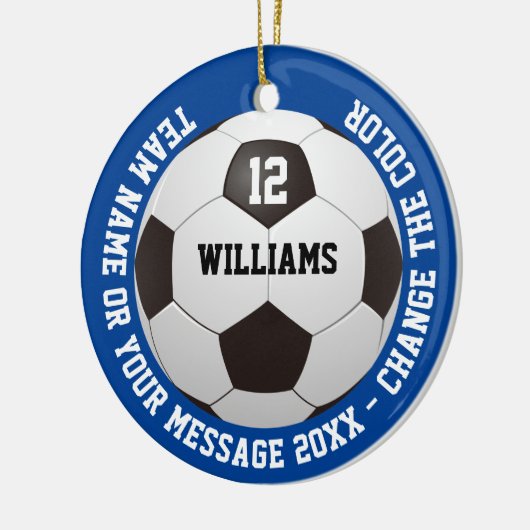 Aangepaste Naam Nummer Teamnaam Voetbal Keramisch Ornament (Links)