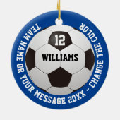 Aangepaste Naam Nummer Teamnaam Voetbal Keramisch Ornament (Achterkant)