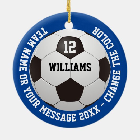 Aangepaste Naam Nummer Teamnaam Voetbal Keramisch Ornament (Achterkant)