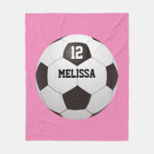 Aangepaste naam nummer voetbal roze fleece deken (Voorkant)