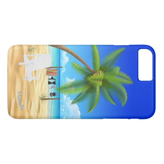 Aangepaste naam Ocean Beach Scene Case-Mate iPhone Case (Achterkant (Horizontaal))