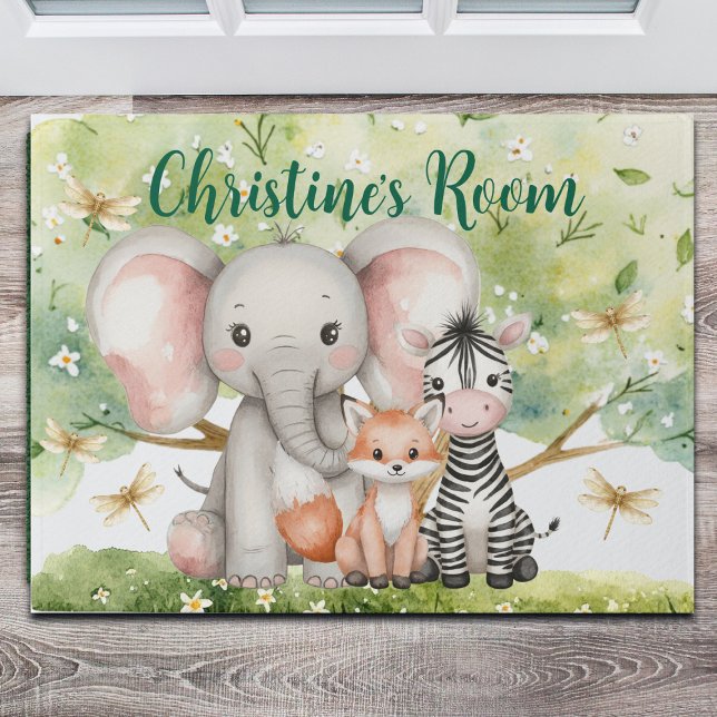 Aangepaste naam Oerwoud Animals Dragonfly Deurmat (Creator heeft geüpload)